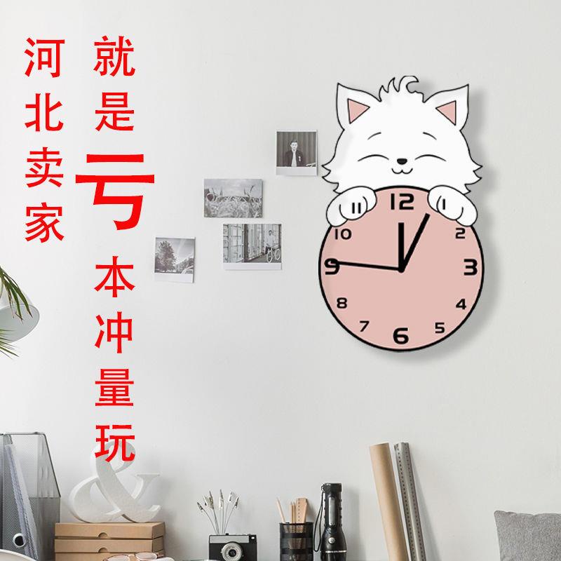 Đồng Hồ Treo Tường Hình Mèo Dễ Thương Không Gây Tiếng Ồn Trang Trí Phòng Khách/Phòng Ngủ/Nhà Bếp