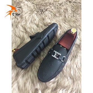 Giày lười in hoa da bò 100%