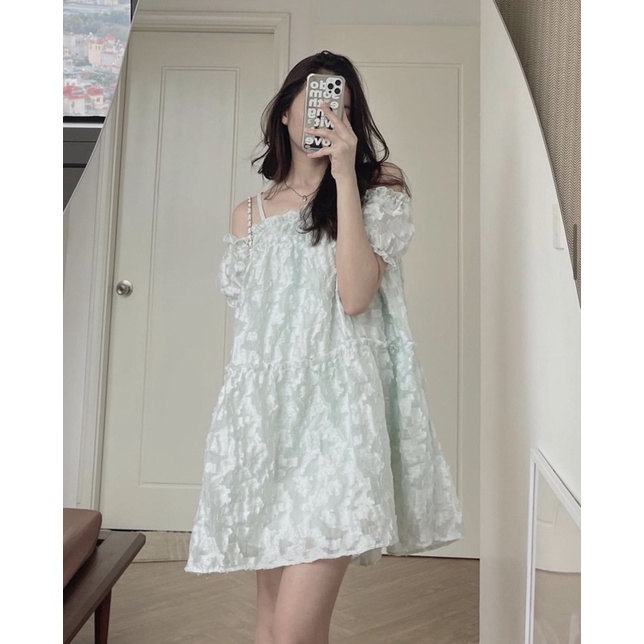 VÁY HOA BABYDOLL TRỄ VAI HAI DÂY HÀNG HAI LỚP