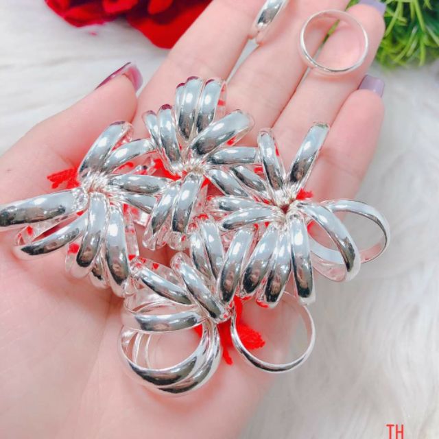 NHẪN TRÒN TRƠN BẠC NGUYÊN CHẤT DÀY DẶN CÓ THỂ ĐÁNH GIÓ GIẢI CẢM