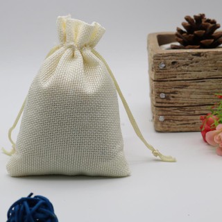 10x14cm-Túi thơm, túi trang sức, túi tiện lợi, túi đựng tiền, túi vải, túi mini, túi dây rút, túi nhỏ màu vàng nhạt