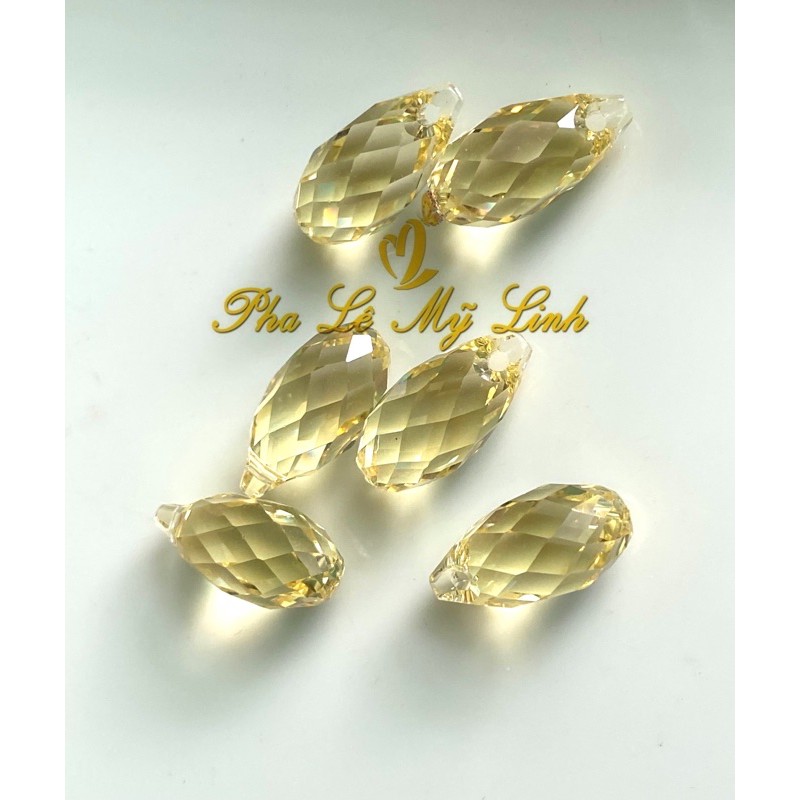 2 viên pha lê Swarovski giọt nước đa cạnh 17x8,5mm