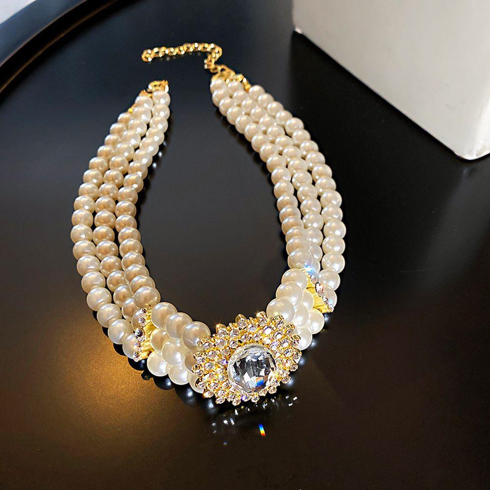 LILYES Vòng cổ Hợp Kim Mặt Kính Đính Đá Thời Trang Cho Nữ