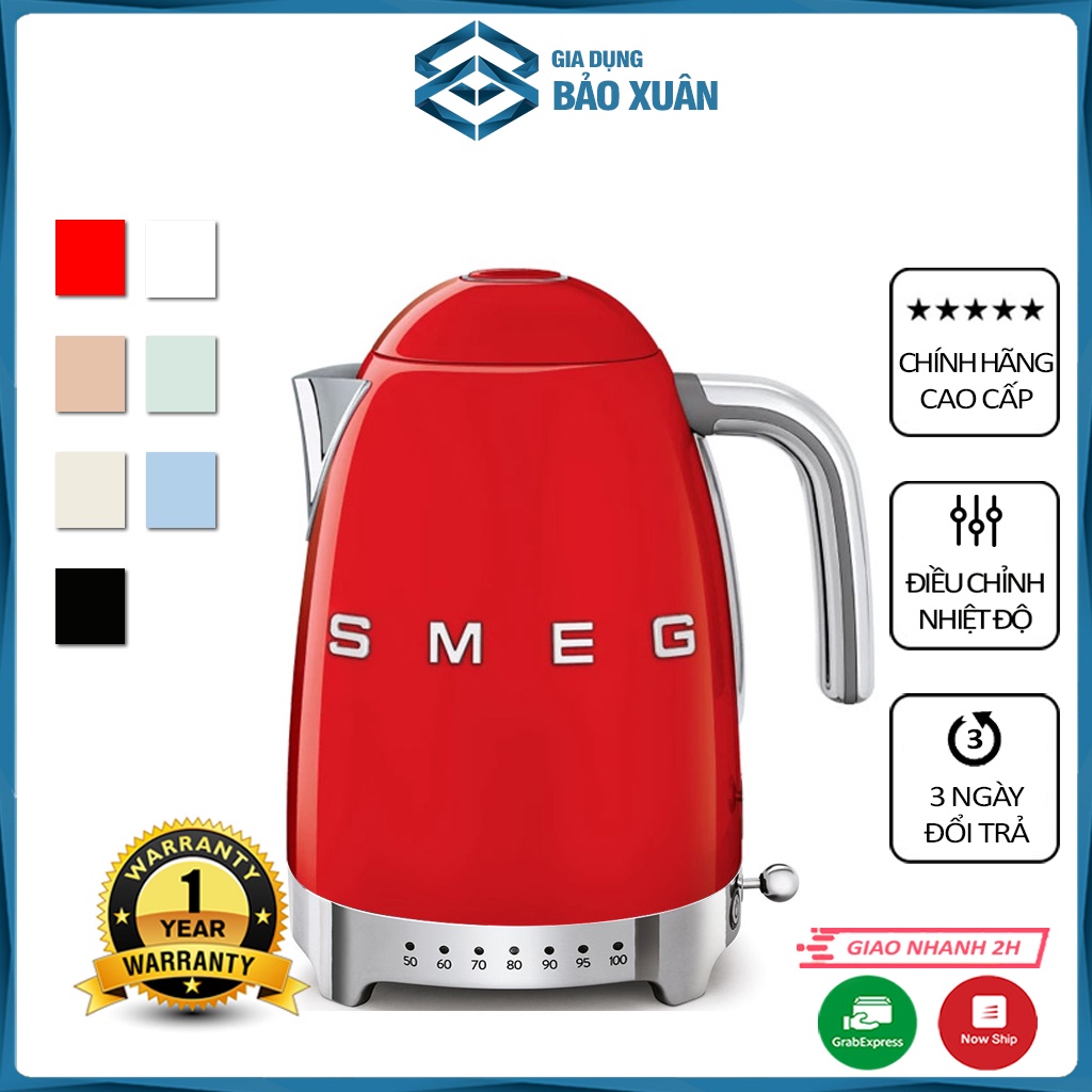 Ấm siêu tốc Smeg KLF04 Series điều chỉnh nhiệt độ dung tích 1,7 Lít