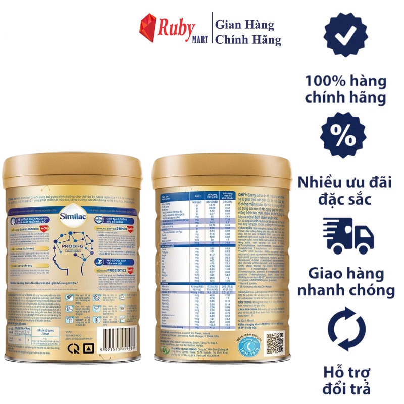 Sữa Bột Similac IQ  2 (HMO) Hương Vani 900g