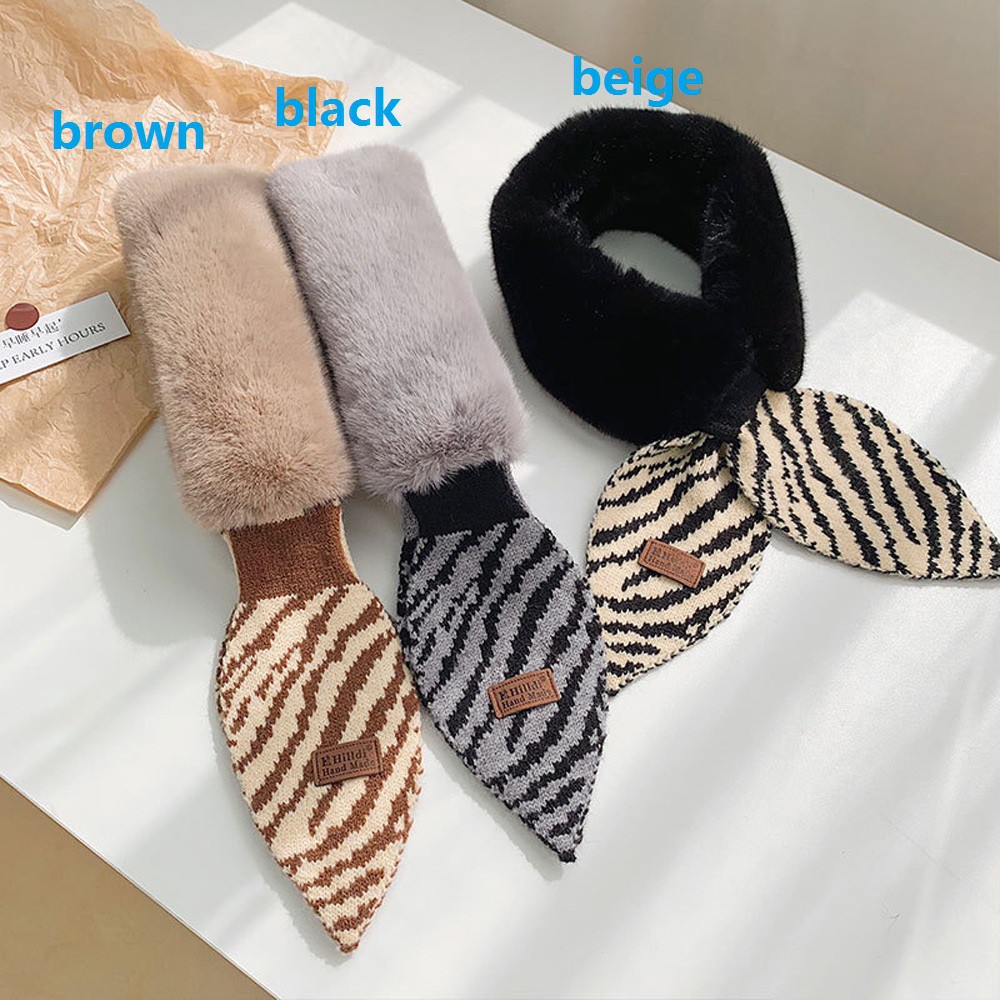 Khăn quàng cổ bằng lông giả dệt kim dày giữ ấm nhiều màu tùy chọn cho nữ