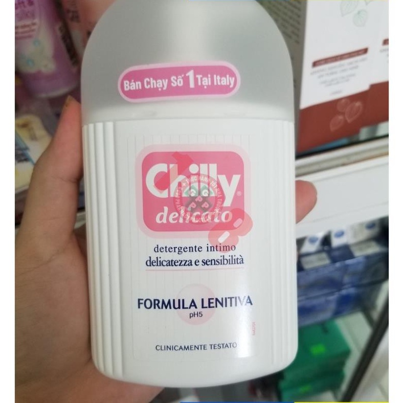 Dung dịch vệ sinh ✅BÁN CHẠY SỐ 1 ITALIA✅ Dung dịch vệ sinh Chilly delicato ngăn mùi kháng khuẩn dịu nhẹ chai 200ml