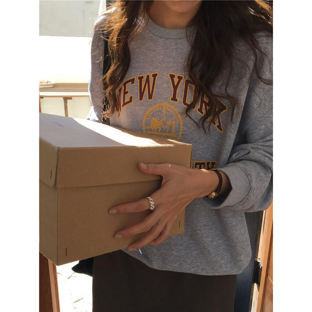 Áo Sweater Cổ Tròn Dài Tay In Chữ Phong Cách Hàn Quốc Cá Tính 57069