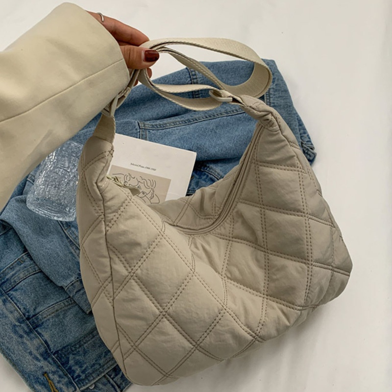 Túi Xách Nylon Mềm Họa Tiết Kim Cương Sang Trọng Cho Nữ