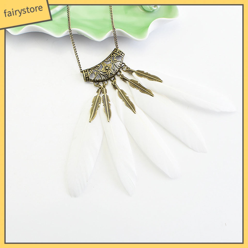 Dây Chuyền Nữ Mặt Lông Vũ Phong Cách Boho Cổ Điển