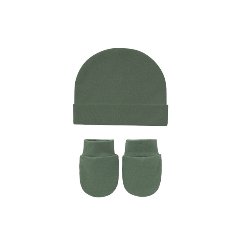 Set Găng Tay + Mũ Beanie + Găng Tay Cotton Chống Trầy Xước Cho Bé Sơ Sinh