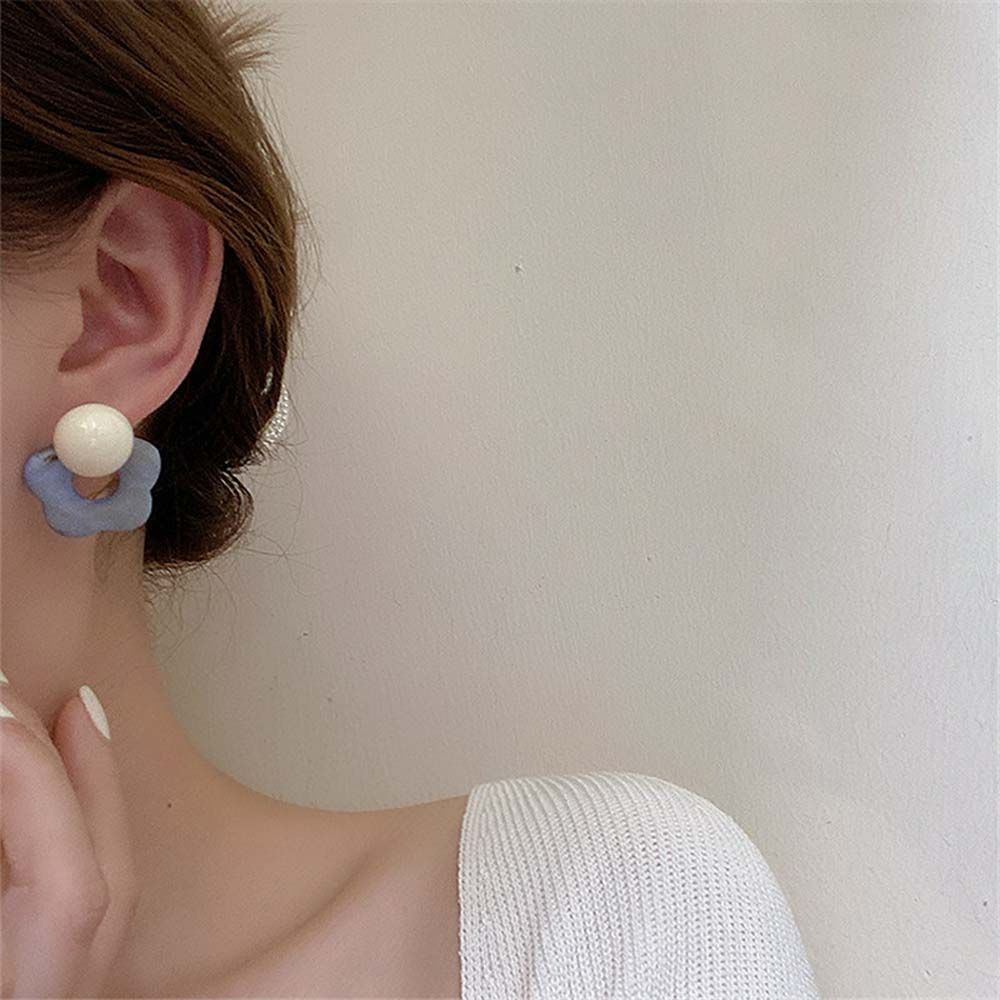 Khuyên tai dạng hạt tròn họa tiết hoa thời trang Hàn Quốc sành điệu cho nữ