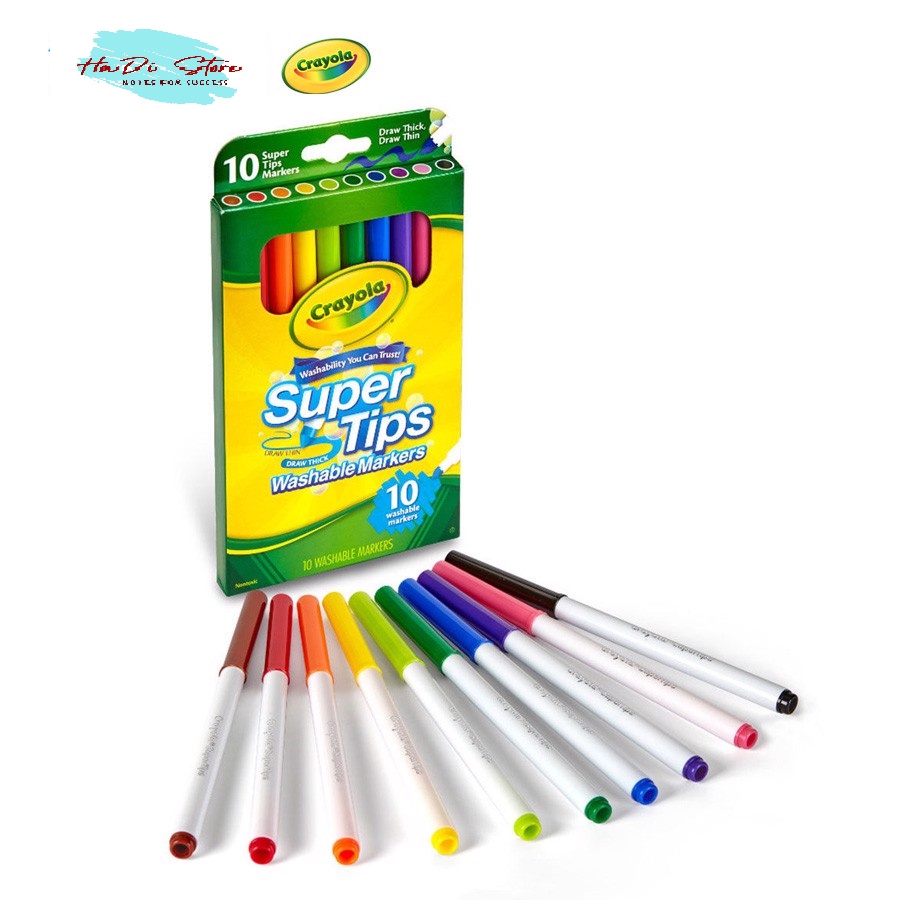 [HADI] Bộ 10 màu Bút lông tẩy rửa được CRAYOLA SUPERTIPS nét thanh nét đậm (Mã SP:CYL-B-SPT10)