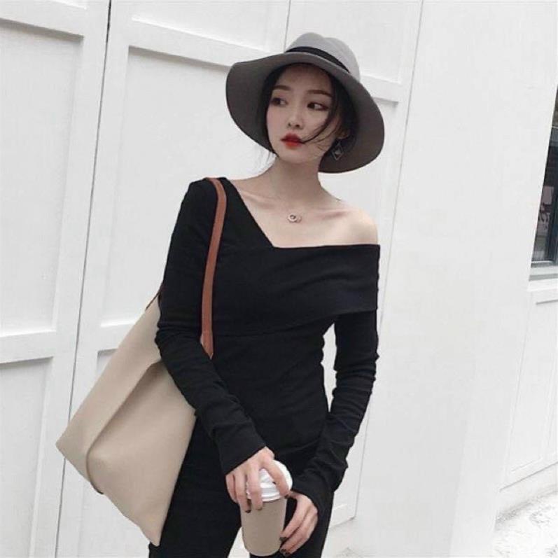 Áo Thun Kiểu Lệch Vai Kiểu Mới Siêu Đẹp 🔥Chất Đẹp🔥 Áo kiểu dài tay lệch vai CS1505
