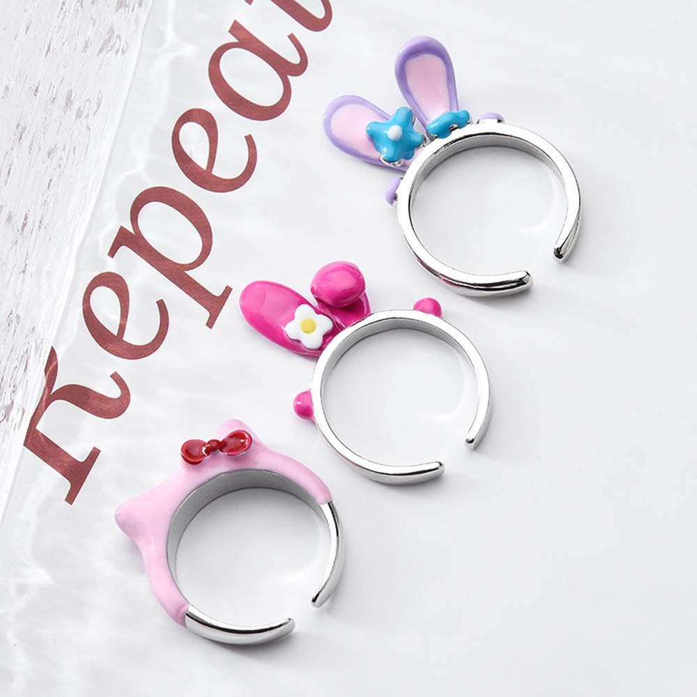 MKEB Nhẫn hở hình thỏ hoạt hình thời trang Hàn Quốc đáng yêu cho nữ