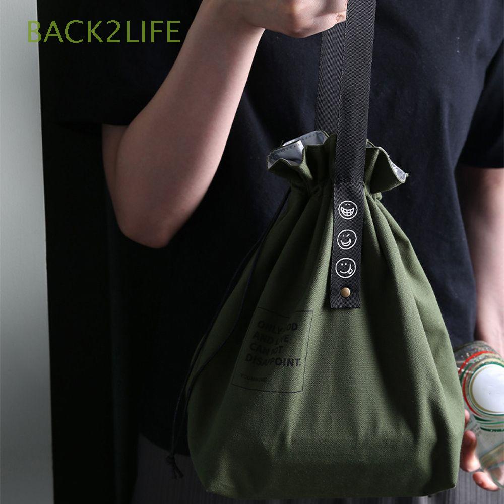 Túi Vải Đựng Hộp Cơm Trưa 2 Tầng Sức Chứa Lớn In Chữ Phong Cách Hàn Quốc Tiện Dụng Cho Nam Và Nữ