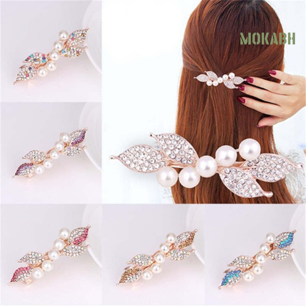 Kẹp Tóc Hình Nơ Đính Ngọc Trai Giả Thanh Lịch Cho Nữ