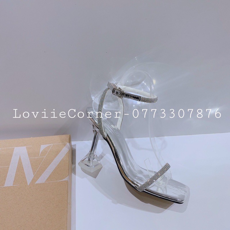 LOVIIECORNER - SANDAL QUAI MẢNH ĐÍNH ĐÁ - SANDAL CAO GÓT ĐẾ VUÔNG 9CM - SANDAL CAO GÓT 9 PHÂN DÂY MẢNH ĐÍNH ĐÁ G210311