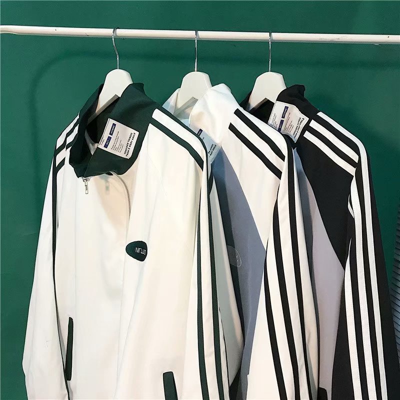 Áo khoác thể thao dáng rộng màu sắc tương phản cá tính phong cách Hàn Quốc dễ phối đồ