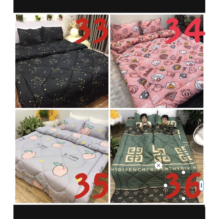 Trọn bộ chăn phao ga gối 5 món dầy đẹp poly cao cấp Boss Decor