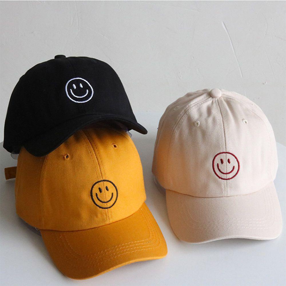 Qqmall Mũ Lưỡi Trai Chống Nắng Thêu Hình Mặt Cười Nhiều Màu Tùy Chỉnh Phong Cách Hipster Hàn Quốc Cho Nữ