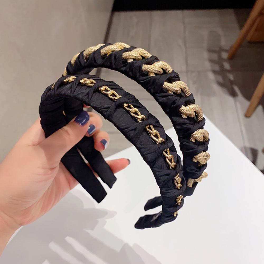 NICKOLAS Băng Đô Cài Tóc Dạng Xích Kim Loại Bản Rộng Thắt Nút Thời Trang Cho Nữ