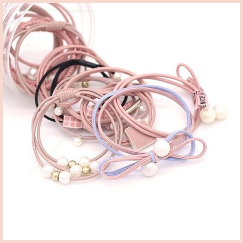 Hộp thun cột tóc Hàn Quốc dễ thương bộ 12 cái TINA SHOP PK444