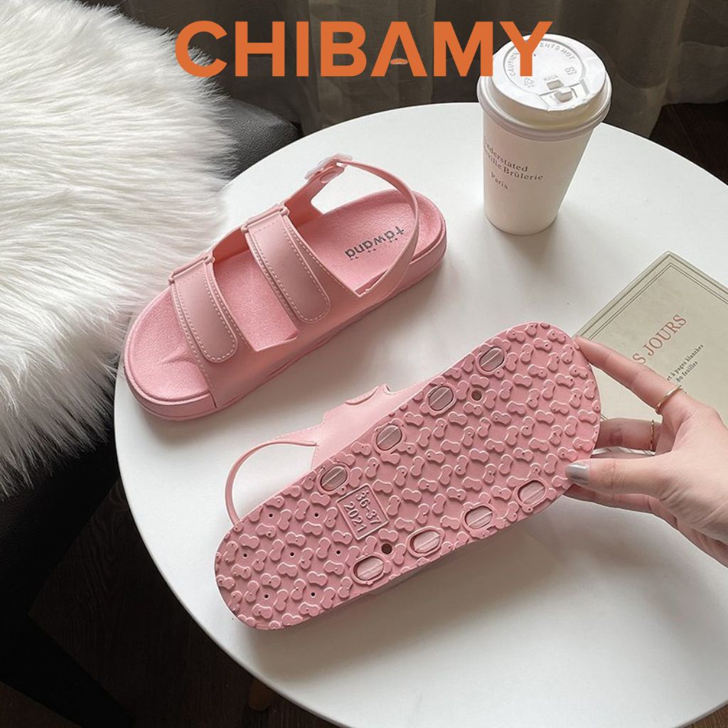 Dép Sandal nữ chất Nhựa dẻo đi biển nhiều màu CHIBAMY