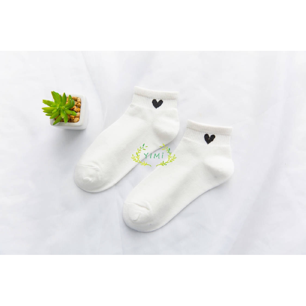 Vớ cotton cổ thấp in họa tiết trái tim xinh xắn thời trang cho nữ