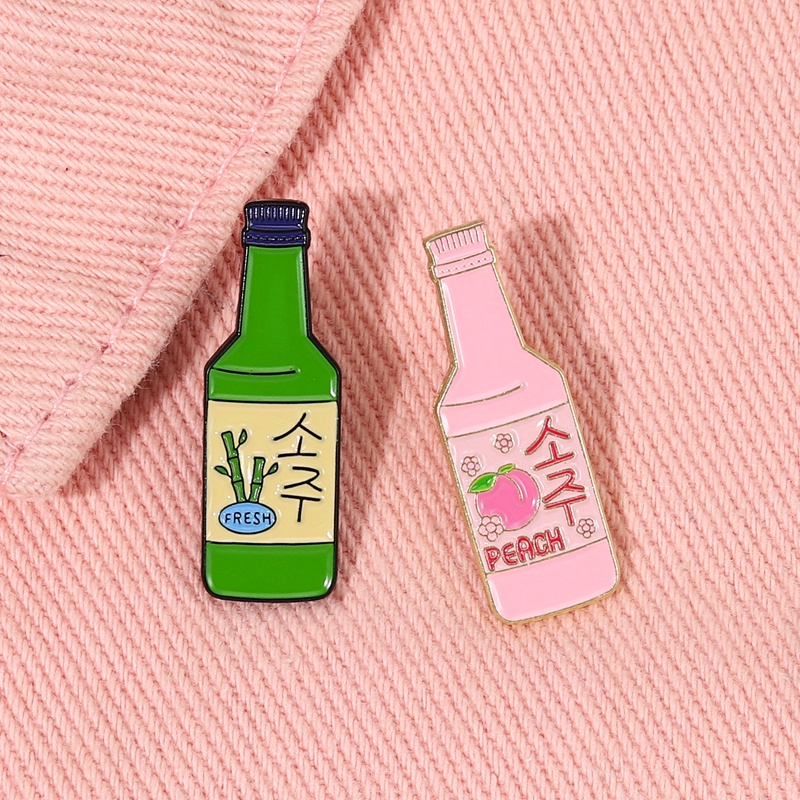 Ghim Cài Áo Hình Chai Nước Ngọt / Soda / Đào Hoạt Hình Tráng Men Dễ Thương Sáng Tạo Làm Quà Tặng