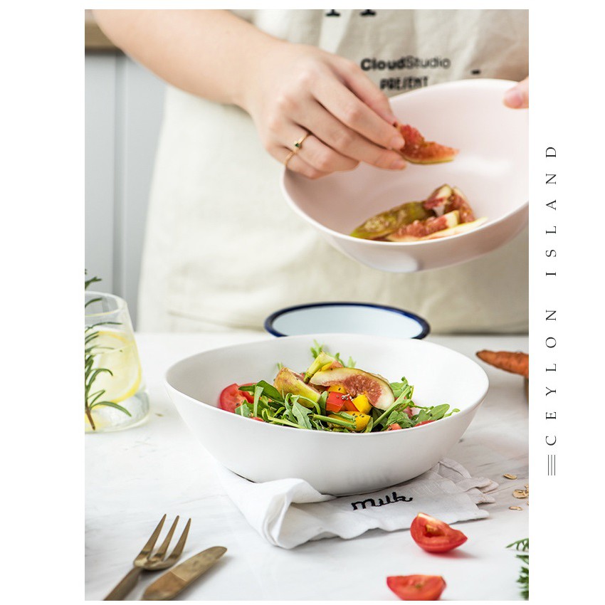 Bộ bát đĩa sứ Ceylon Island mix 3 màu hồng nâu trắng cao cấp 38 món, 25 món và 12 món