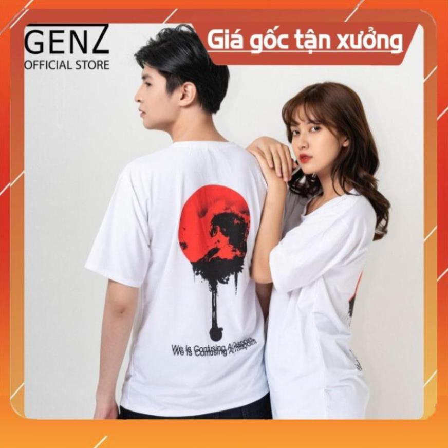 🔥XẢ HÀNG🔥 Áo thun tay lỡ nam nữ GENZ form rộng, Trăng máu, áo Trắng - Z287 😍
