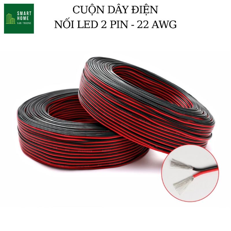 Cuộn dây điện nhỏ mini 22AWG nối led 5050 3528 COB, thi công đèn tủ bếp, tủ quần áo, cầu thang thông minh