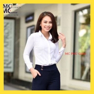 Áo Sơ Mi Trắng Nữ Công Sở Đẹp Mc Fashion Tay Cộc Dài Đủ Size Chất Silk Lụa Mịn Mát Không Nhăn Co Giãn Nhẹ A0074