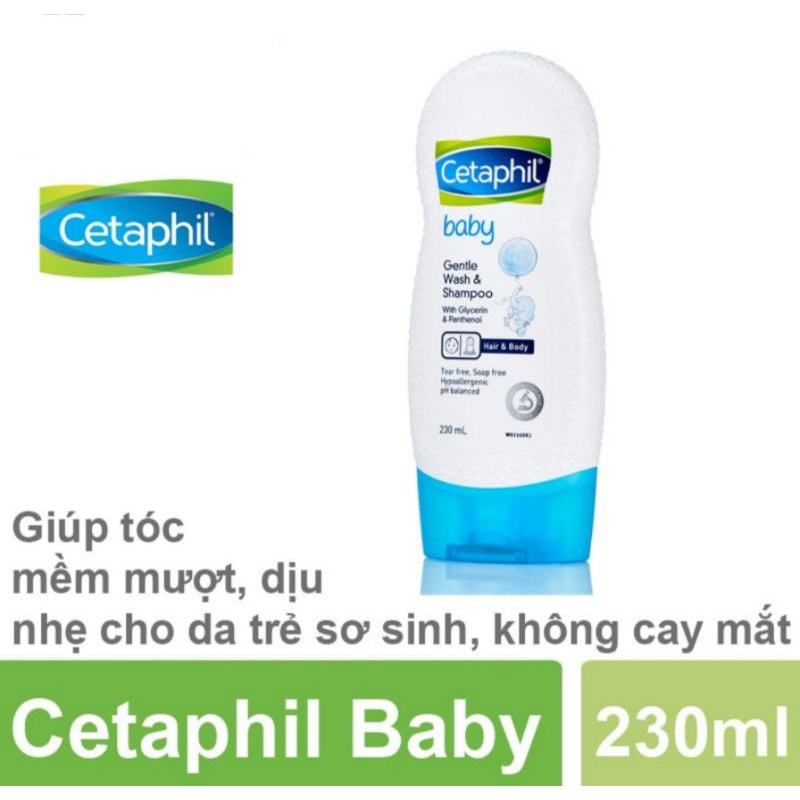 Sữa tắm gội toàn thân cho bé Cetaphil Baby Gental Wash &amp; Shampoo ⚡ Tặng quà ⚡ An toàn, Kháng khuẩn