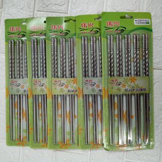 Sét 5 đôi đũa inox xoắn chống trơn