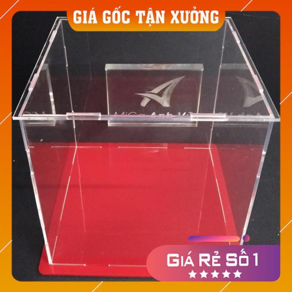 Hộp trưng bày 25x25x25cm mica trong chống bụi đế nhiều màu - lắp ghép