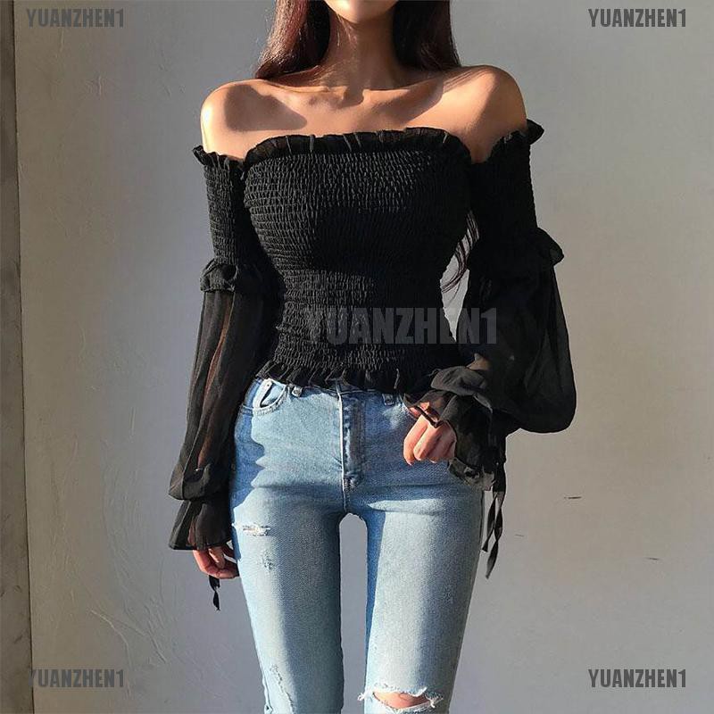 Áo nữ tay dài hở vai thời trang thanh lịch