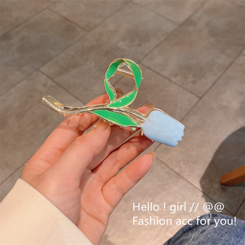 Kẹp Tóc Hình Hoa Tulip/Cá Mập Bằng Hợp Kim Thời Trang Hàn Quốc Cho Nữ