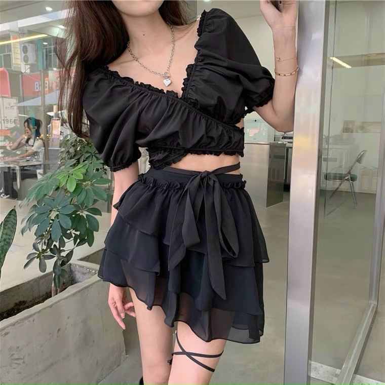 ÁO VOAN CROPTOP BUỘC EO - AK0016 | steven.factory