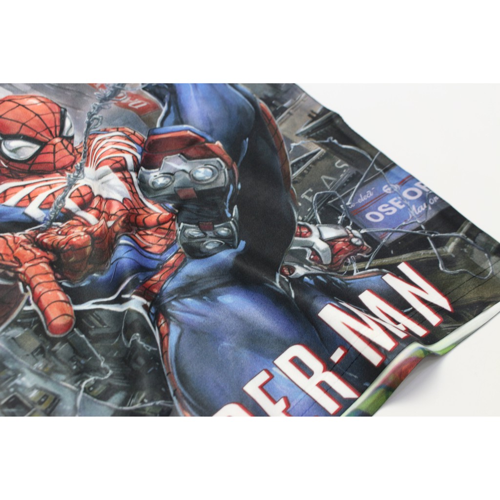 Đồ bộ bé trai hình người nhện spiderman Thun lạnh size đại từ 10-60kg KunKun Kid TP534 - Bộ cộc tay trẻ em