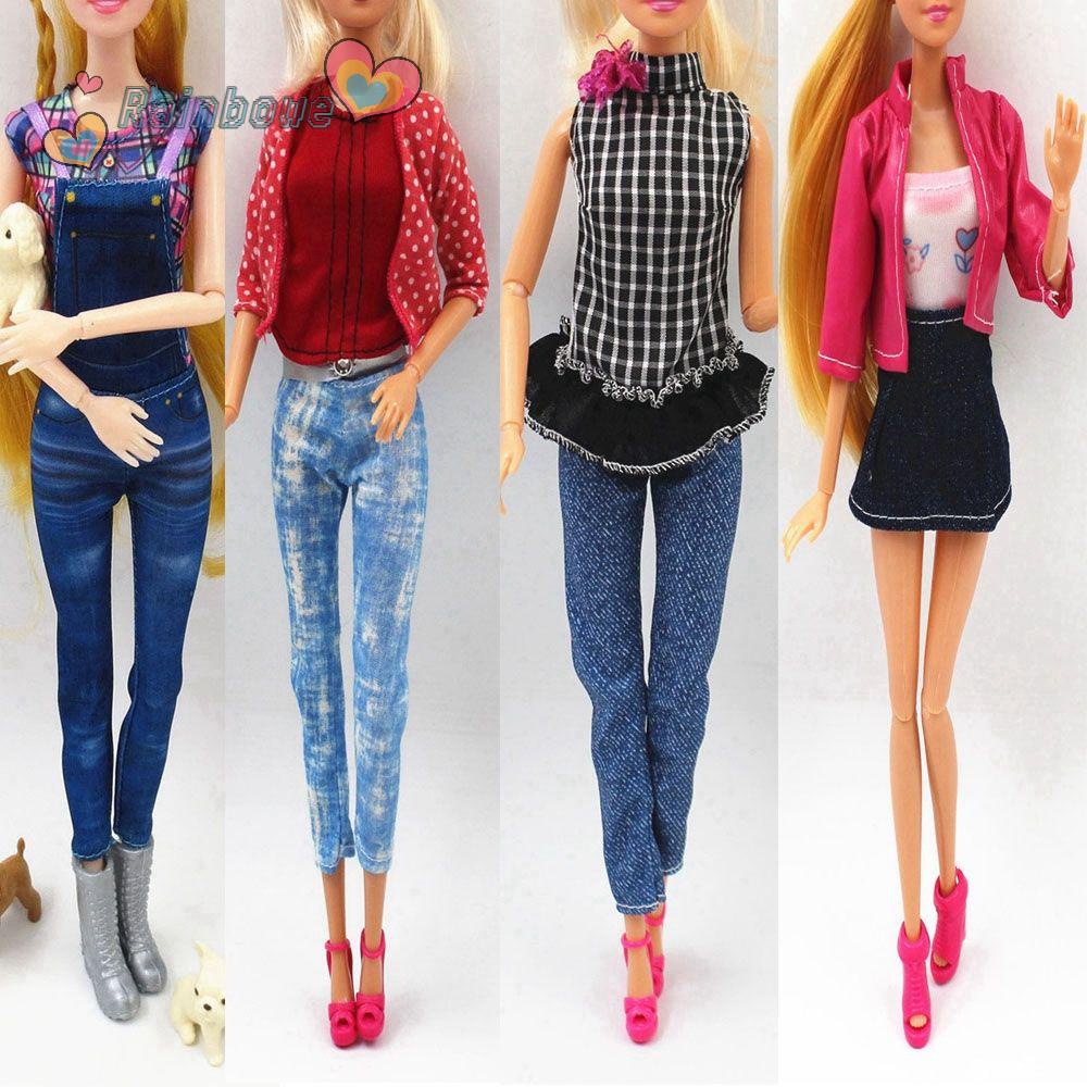 Bộ áo khoác jean + quần short da nhiều kiểu dáng tỉ lệ 1/6 11.5&quot; dành cho búp bê