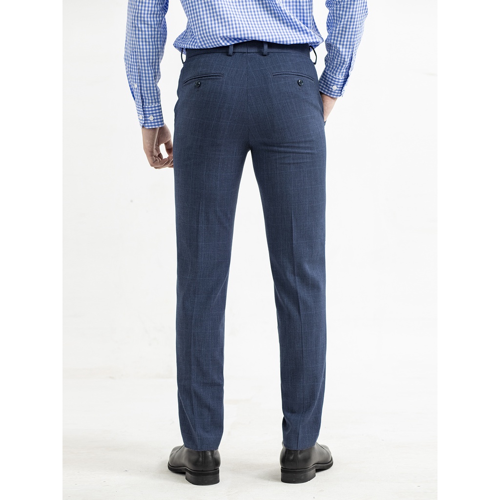 Quần Âu Nam Quần Tây Công Sở Cao Cấp Aristino ATR03801 Màu Xanh Than Kẻ Caro Ống Slim Fit Vải Polyester Bền Màu Sắc Nét