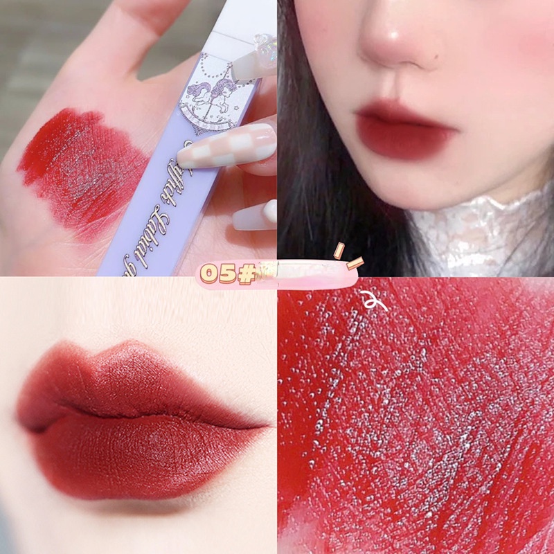 Son Môi Màu Nhung Lì Lâu Trôi Không Thấm Nước Thiết Kế Kiểu Vòng Xoay Ngựa