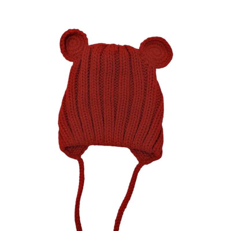 Mũ beanie màu trơn giữ ấm phối tai động vật dễ thương cho bé sơ sinh