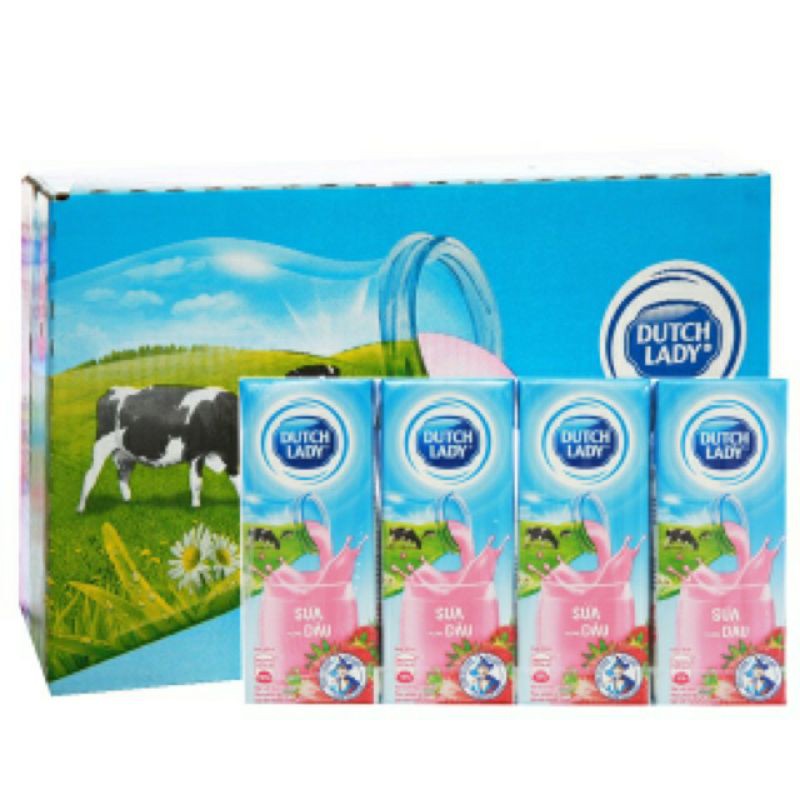 Thùng 48 hộp sữa tươi cô gái hà lan có đường , dâu sô , 180ml