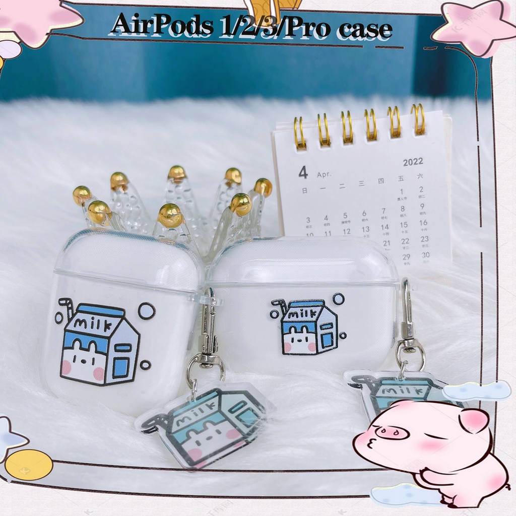 Vỏ Bảo Vệ Hộp Sạc Tai Nghe AirPods3 AirPods3 Màu Trong Suốt Hình Hộp Sữa Dễ Thương 2021 Ốp