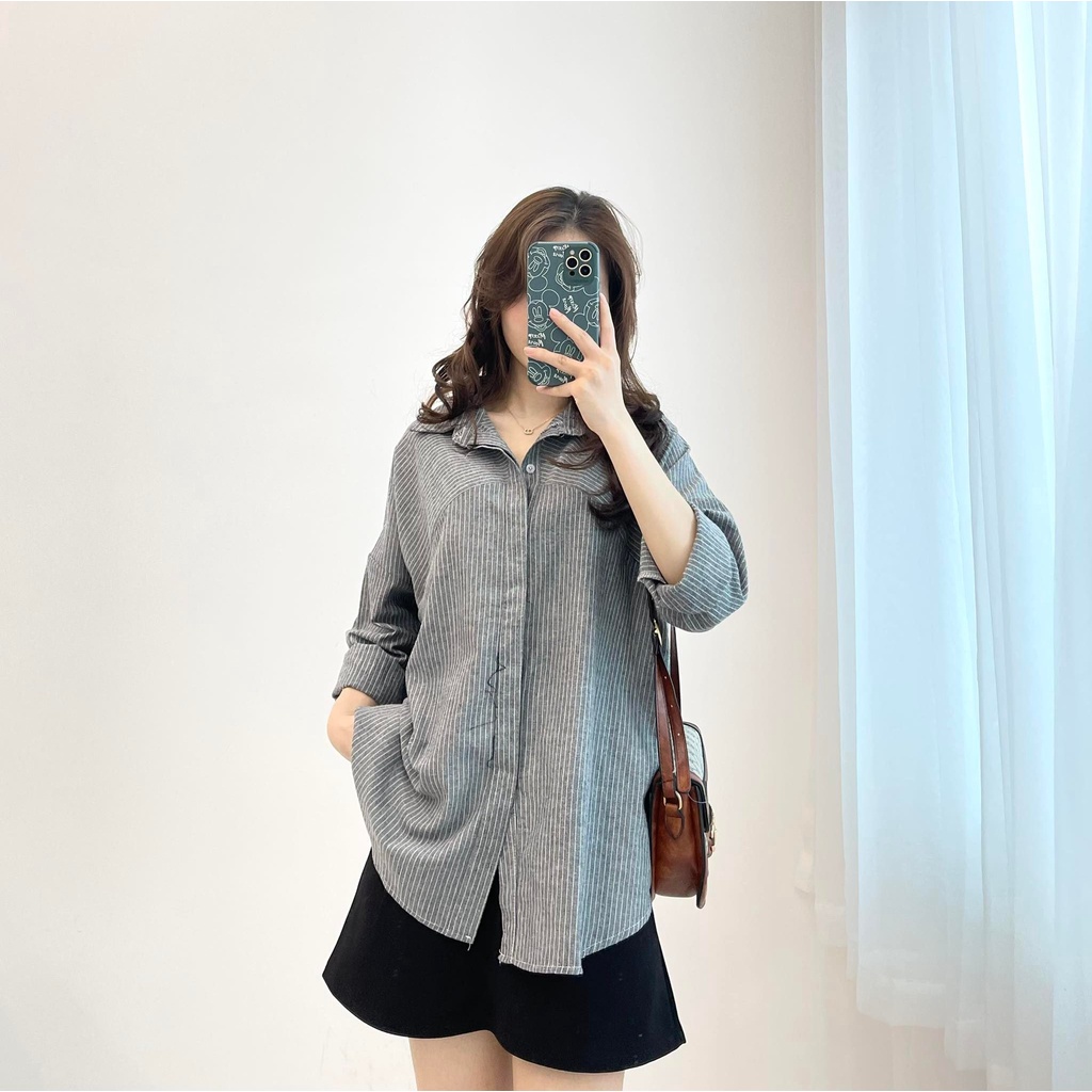 Áo sơ mi kẻ đậm chất vải dày dặn Miho house
