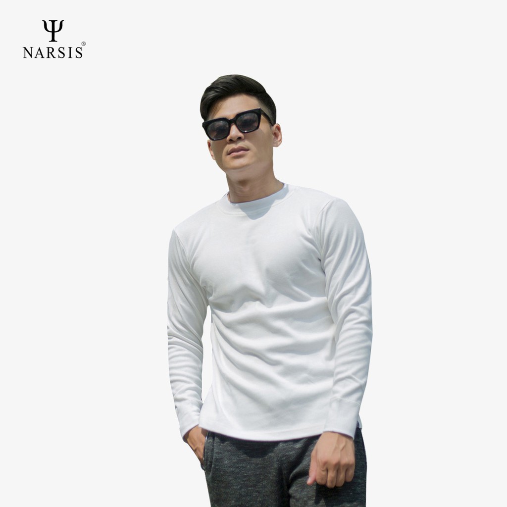 Áo dài tay nam Narsis D3028 màu trắng | BigBuy360 - bigbuy360.vn