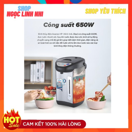 Bình thủy điện thông minh Asanzo HP-3615 (3.6 lít)- SHOP NGỌC LINH NHI